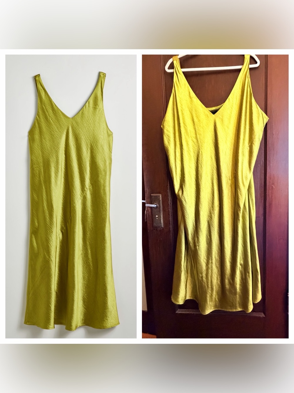 3X Wildfang Empower satin slip dress Chartreuse